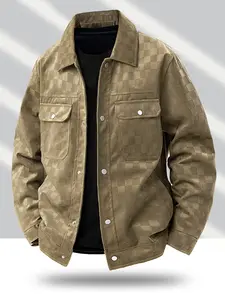 Men's Vintage Corduroy Jacket with Button Front Design, Chest Pocket Detail, Casual Fitted Style for Spring & Fall Seasons
