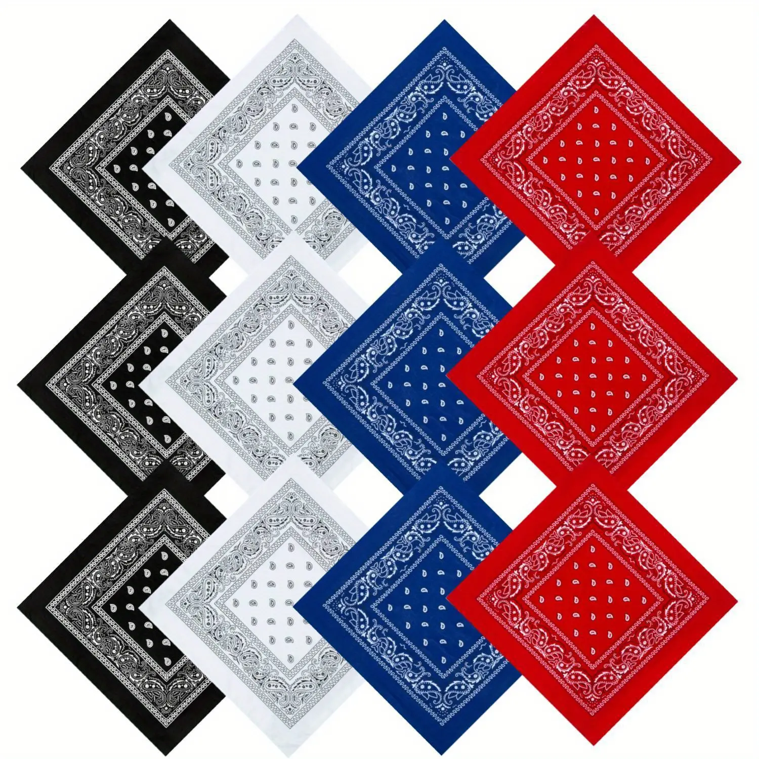 Unisex 12-Piece Paisley Polyester Bandanas Bulk - Durable Kitchen Specialty Utensil Accessory, Decorative Scarf, Head Wrap Turban, Hair Scarves (More Durable Than Cotton, Color-Resistant) for Adults