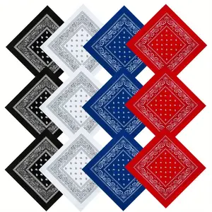 12 Pieces Unisex Paisley Bandanas Bulk Multi-Purpose Headband Cowboy Head Wrap Scarf for Women Men Boys Girls