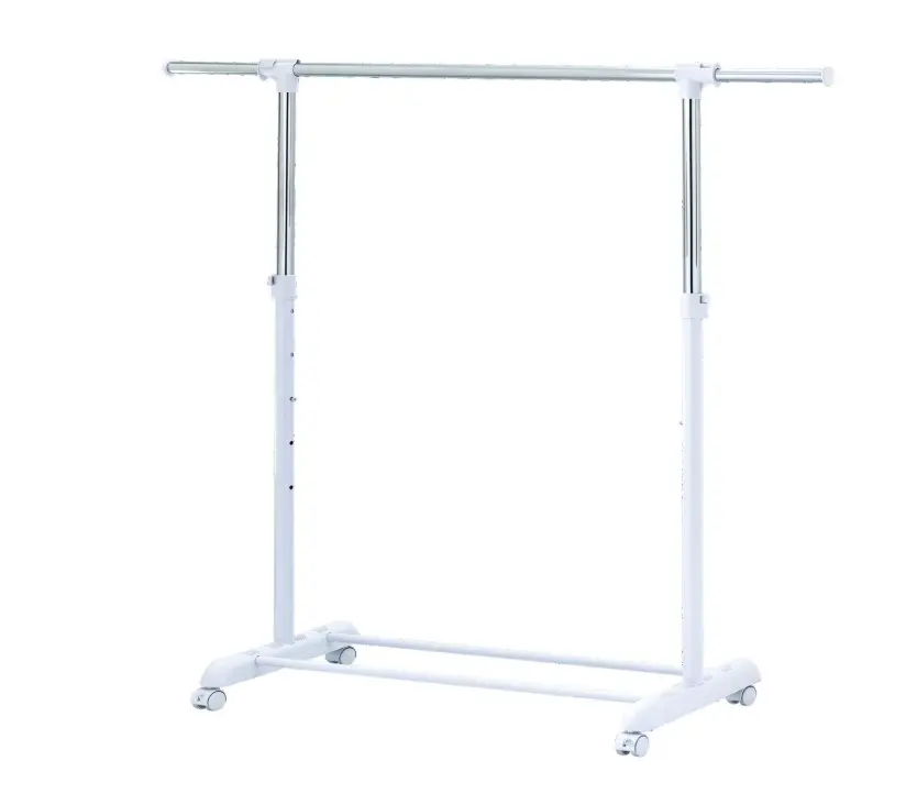 Mainstays Adjustable Metal Rolling Garment Clothes Rack, Chrome - White