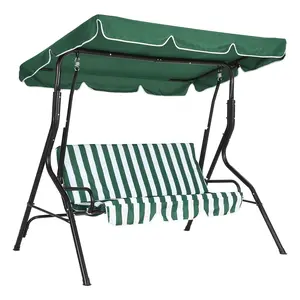 3-Seat Outdoor Swing Chair with Adjustable Canopy, Thick Waterproof Cushions, Heavy-Duty Steel Frame, Weather-Resistant Patio Glider Bench for Backyard, Porch, Lawn, Garden Relaxation