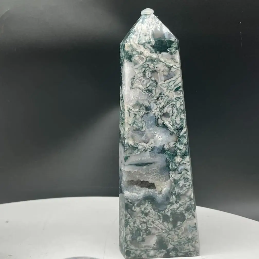 Crescent Cast All Moss Agate Products for Grounding & Healing Energy Emotional Crystal Stability Abundance