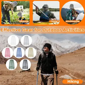 Mosquito Head Net Mesh, Face Neck Fly Netting Hood from Bugs Gnats Noseeums Screen Net for Any Outdoor Lover- with Carry Bags Fits Most Sizes of Hats Caps (2pcs, Black, Updated Big Net)