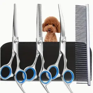 Pet Hair Cutting Scissors All Steel One Piece Design Professional Dog Grooming Scissors Set For Home Pet Care