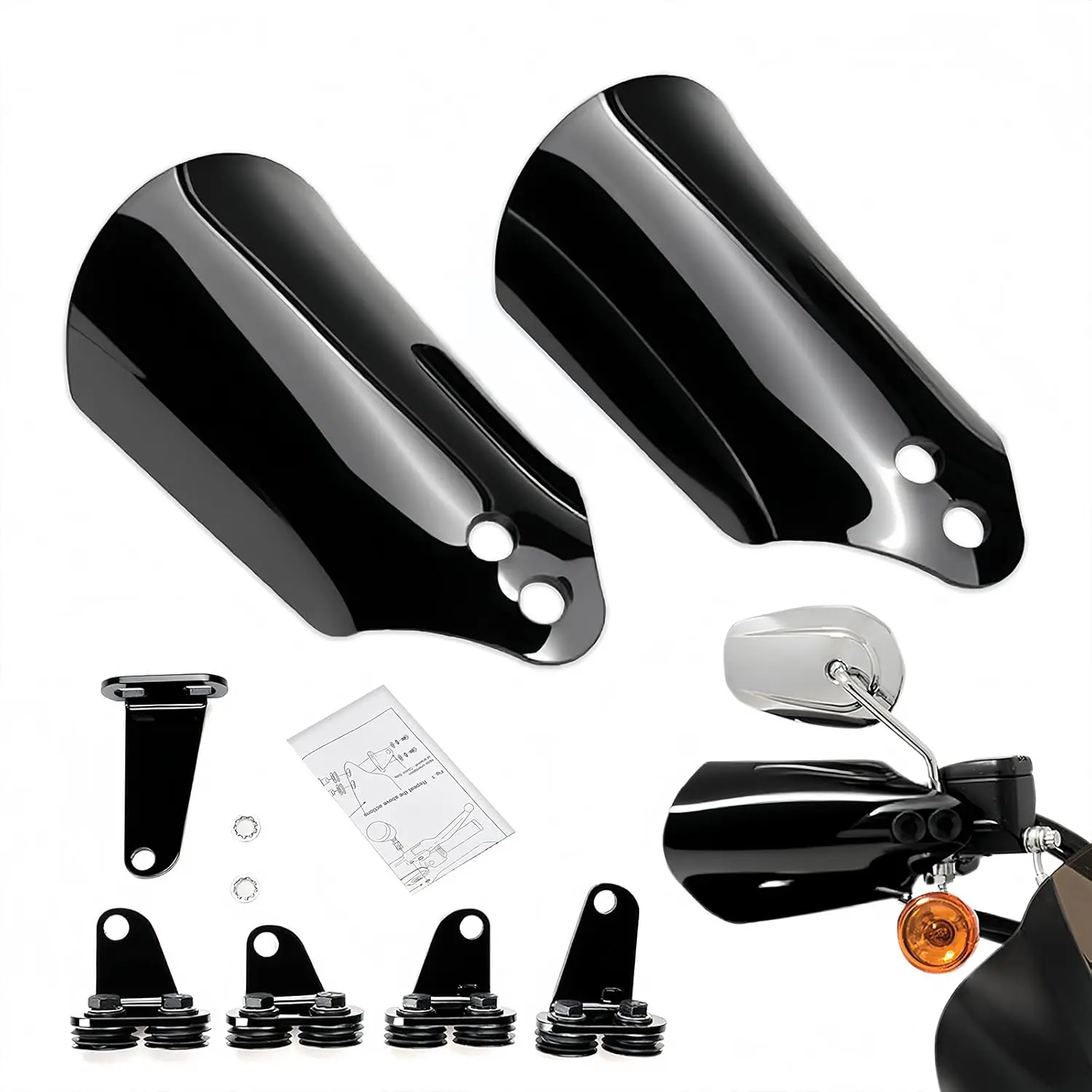Motorcycle Throttle Handlebar Handguard Set with Upgrade Bracket, Wind-Resistant Accessories for 1996-2025 Harley Touring, Road Glide, Electra Glide, Road King, Softail, Sportster, Dyna Harley Models