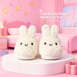 Anime Miffy Plush Cartoon Winter Slippers Kawaii Cotton Home Wearing Non Slip Thick Sole Keep Warm Outside Cute Gifts