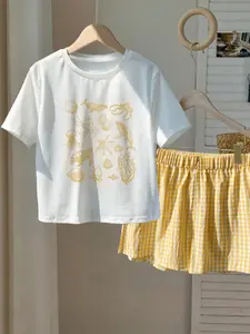Ocean Shell Graphic Drop Shoulder Short Sleeve T-Shirt, Fashion Casual Top for Daily Wear, Perfect Summer Style