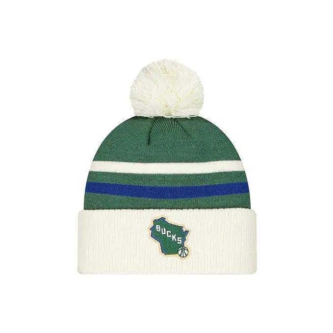 New Era 2025-26 City Edition State Milwaukee Bucks Pom Cuff Knit Hat