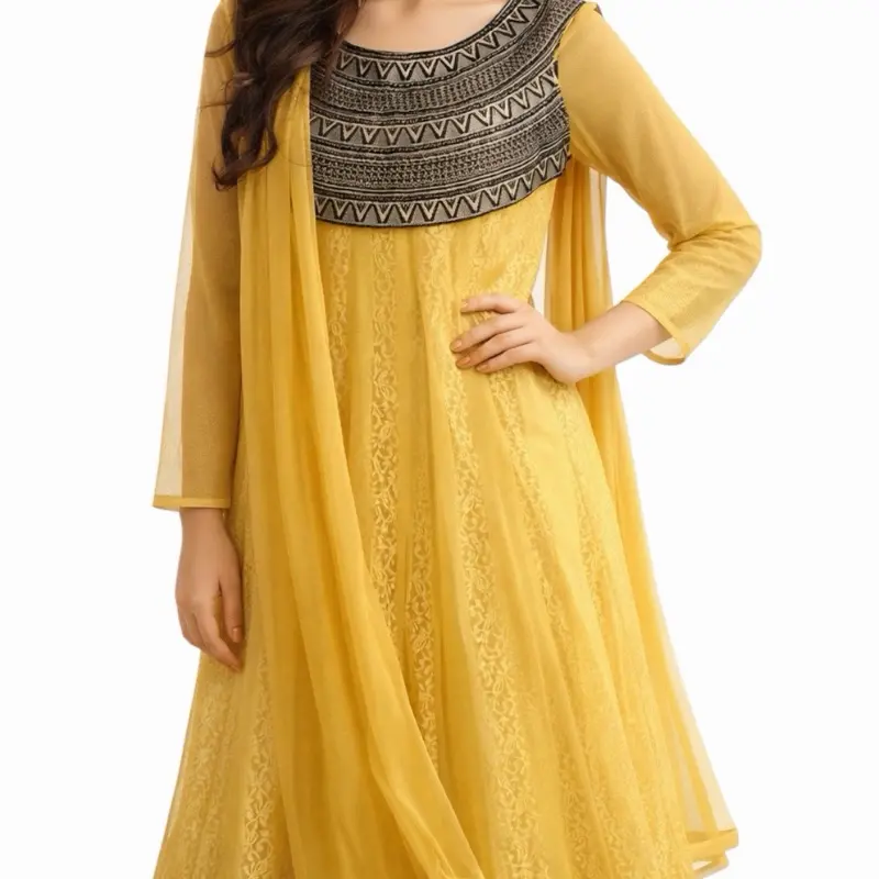 Mustard Yellow Anarkali Dress with Dupatta | Traditional Ethnic Dress |  Festival & Wedding Outfit - TikTok Shop