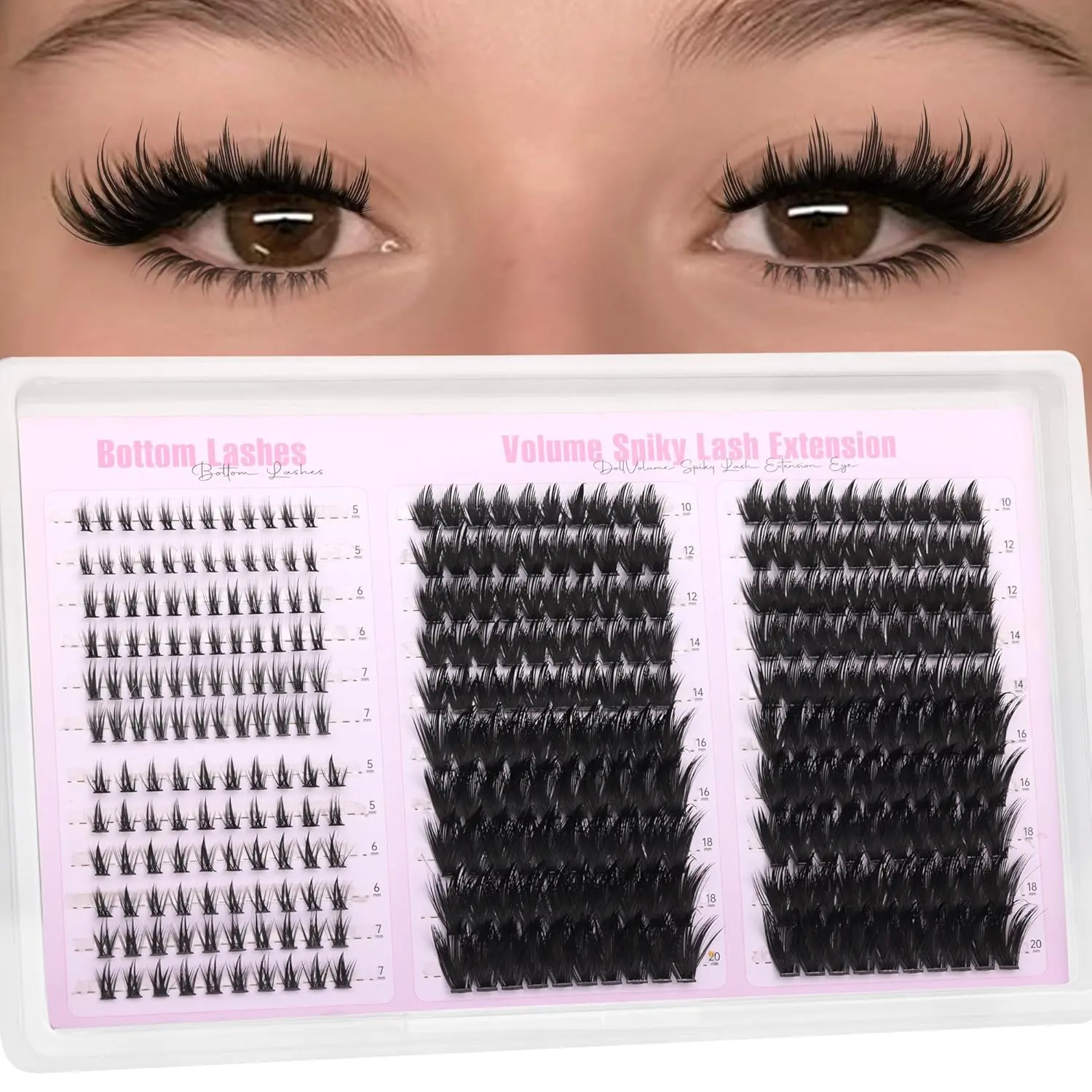 Volume Lash Clusters with Bottom Lashes Manga Eyelash Clusters 332PCS Spikes Cluster Eyelash Extensions 10-20MM Wispy Cluster Lashes Fairy Individual Lashes by Wxdds, Diy Lash Kit, Fluffy Eyelash Clusters