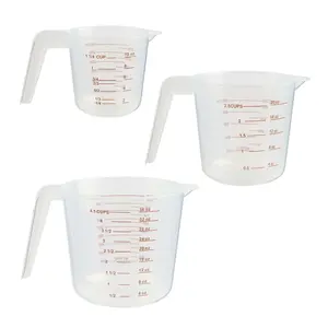 3-Piece Tapered Spout Nesting Plastic Measuring Cups Set, Clear