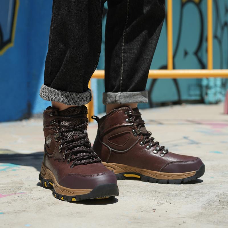 Waterproof Safety Boots Men Indestructible Steel Toe Work Boots Anti-smash Stab-resistant Safety Shoes Anti slip and wear-resistant Protective Boots Advanced color scheme Construction Work Shoes