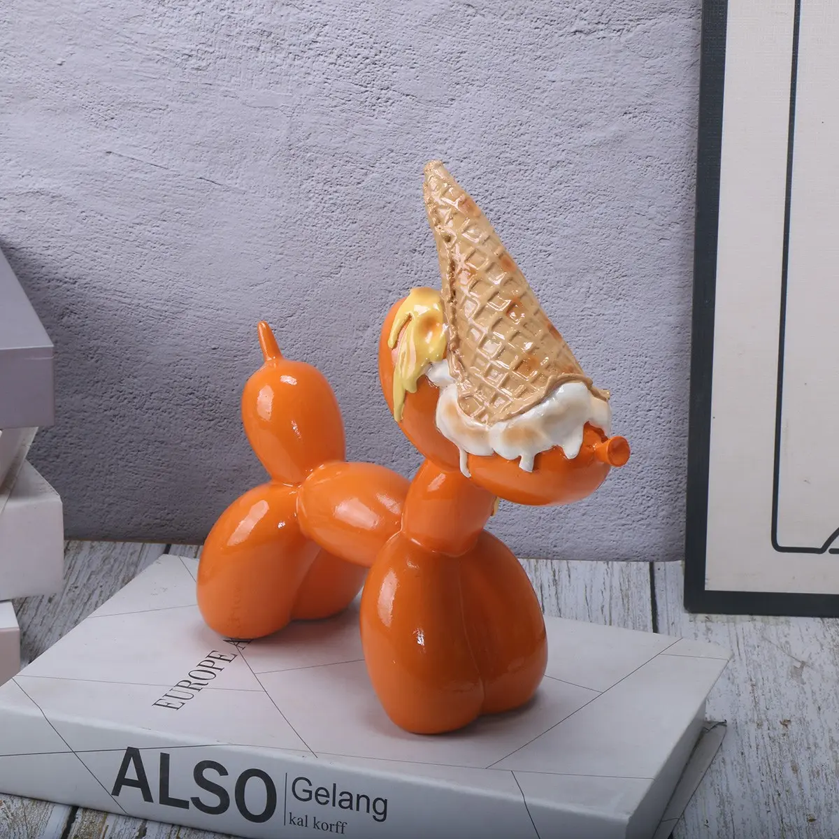 Creative Home Decor Figurine, Decorative Figurine, Resin Figure, Cute Figurines, Resin Sculptures, Cute Cake Dog Ice Cream Dog Statue, Unique Gift Idea, Perfect for Living Room Decoration