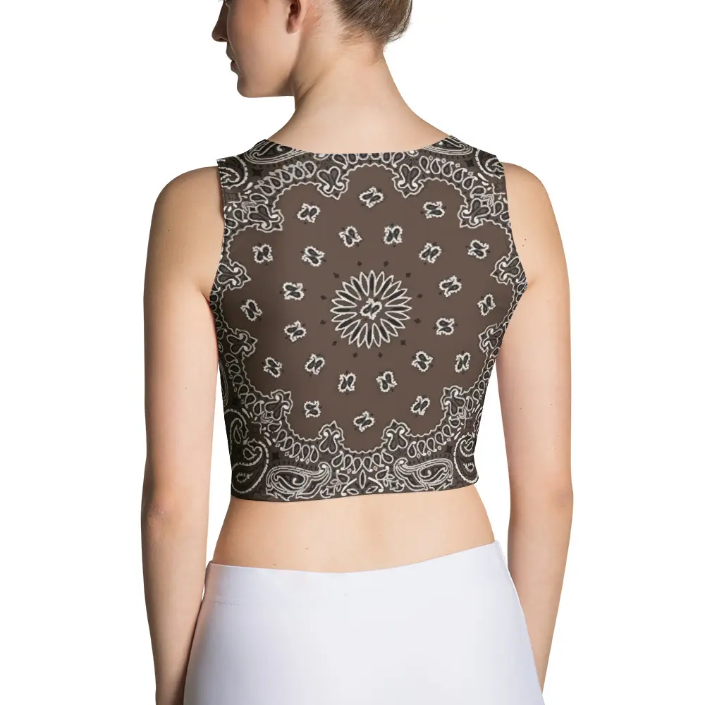 Bandana Paisley Poly Crop Top, Vintage Art Print, Boho Yoga Festival Top
