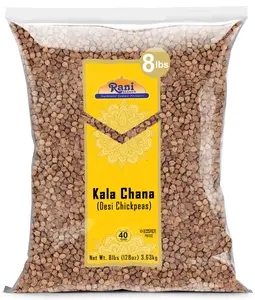 Rani Kala Chana (Desi Chickpeas Chana with skin) 128oz (8lbs) 3.63kg Bulk ~ All Natural | Gluten Friendly | NON-GMO | Vegan | Kosher | Indian Origin