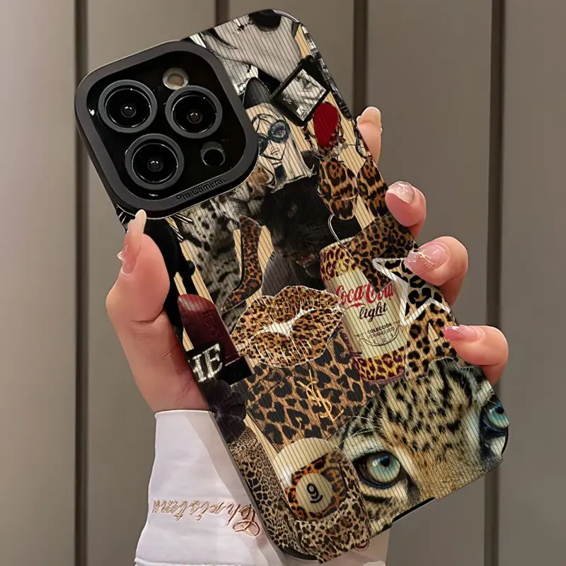 Panther Girl Leopard Print Design Shockproof Ultra-Thin Phone Cover Case Protector for iPhone 17/16/15/14/13/12/11/plus/pro Max Series Gift Idea