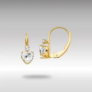 14K Gold Madi K CZ Heart Leverback Earrings Model-SE2150