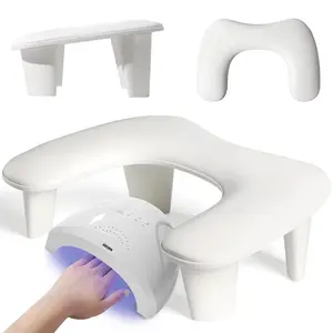 Professional Nail Hand Pillow with Removable Stand, Two-Hand Manicure Arm Rest Cushion, Adjustable Tilt Design, PU Leather Nail Art Hand Rest, Portable Nail Tech Supplies for Acrylic Gel Nails Salon Home Use