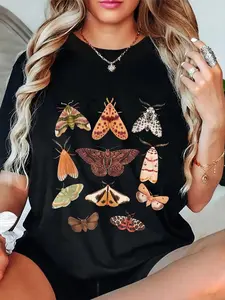 100% Cotton Unisex Moth Art For Men Women Goblin Core Cottagecore Moth Lovers T-Shirt