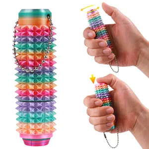 3D Printed Portable Sensory Keychain, Adult Press & Rotate Stress Relief Toy, Spiky Texture, Pocket-Style Tool for Focus, Anxiety Relief & Calming littlest statues