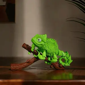3D Printed Articulated Chameleon – Eco-Friendly Flexible Reptile Toy Made with Sustainable Materials