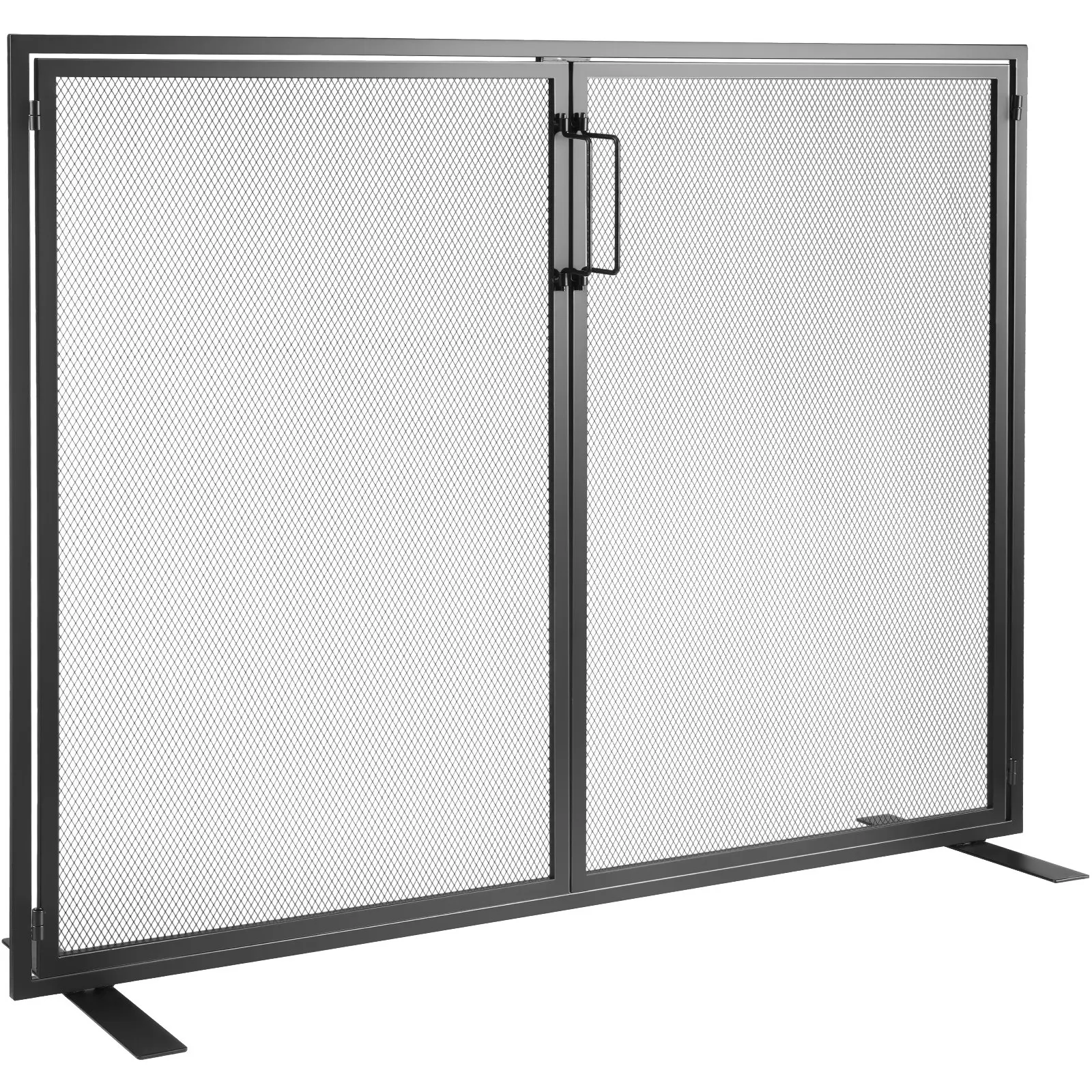 【Summerfinds】VEVOR 1-Panel Fireplace Screen Heat Guard with Door, Sturdy Iron Mesh Spark Blocker (38.98x30.7in, 9.48 lbs) Free-Standing Cover, Hidden Base, Embedded Heat Dispersion Accelerator, Easy Installation for Family Safety, Living Room Home Decor