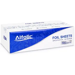Aluminum Foil Sheets - 12" x 10.75" Pre Cut Tin Foil, Premium Aluminum Foil Wraps for Cooking, Storing Food - 500 Sheets