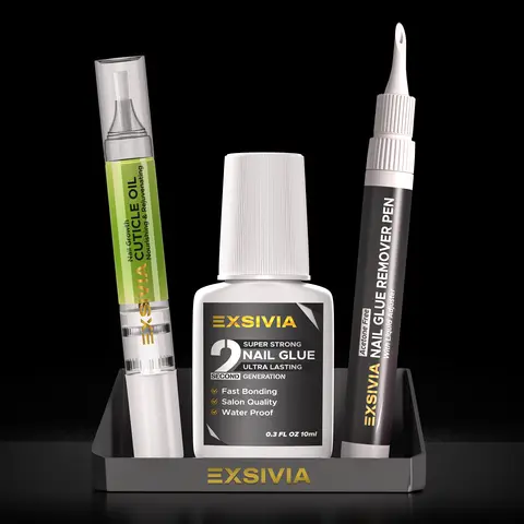 EXSIVIA Press-On Nail Fix & Removal Liquid Kit Set - Acrylic, Long Hold, Adults' Beauty & Personal Care Accessory, Nails Kit Set