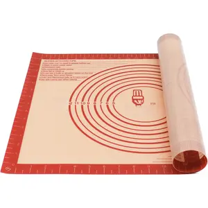 Extra Thick  Pastry Mat Large for NonStick  Baking Mat with Measurement,for Kneading, Fondant/Counter Pad, Dough Rolling, Silicon Cookie Sheet, Pie Crust Bake(16x24, Red)