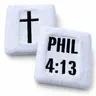 Christian 2-Pack Sports Wristbands - Cross Design, PHIL 4:13 Verse Text, 3x3 in, 1-Size Gym Accessories, Inspirational Biblical Gifts for Men and Women, Male, One Size Fits All