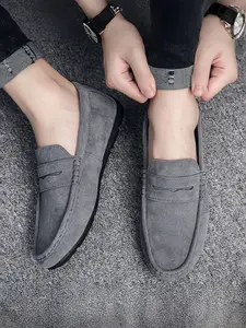 New Men's Casual Solid Color Loafers, One-Click Slip-On Comfortable Lightweight Shoes, Soft Sole Daily Wear Footwear