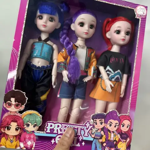 3-Piece Figure Set, Poseable Dolls Musical Toy - ABS Plastic, Encourages Creativity, Soothing Melodies, Sparkling Eyes, Easy On/Off Switch, Battery-Operated, Meets ASTM F963-17, No Small Parts, No Choking Hazards, Safe Birthday Gift for Kids Ages 3+