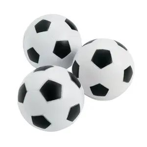 2 1/2" Realistic Soccer Ball White & Black Foam Stress Balls - 12 Pc.