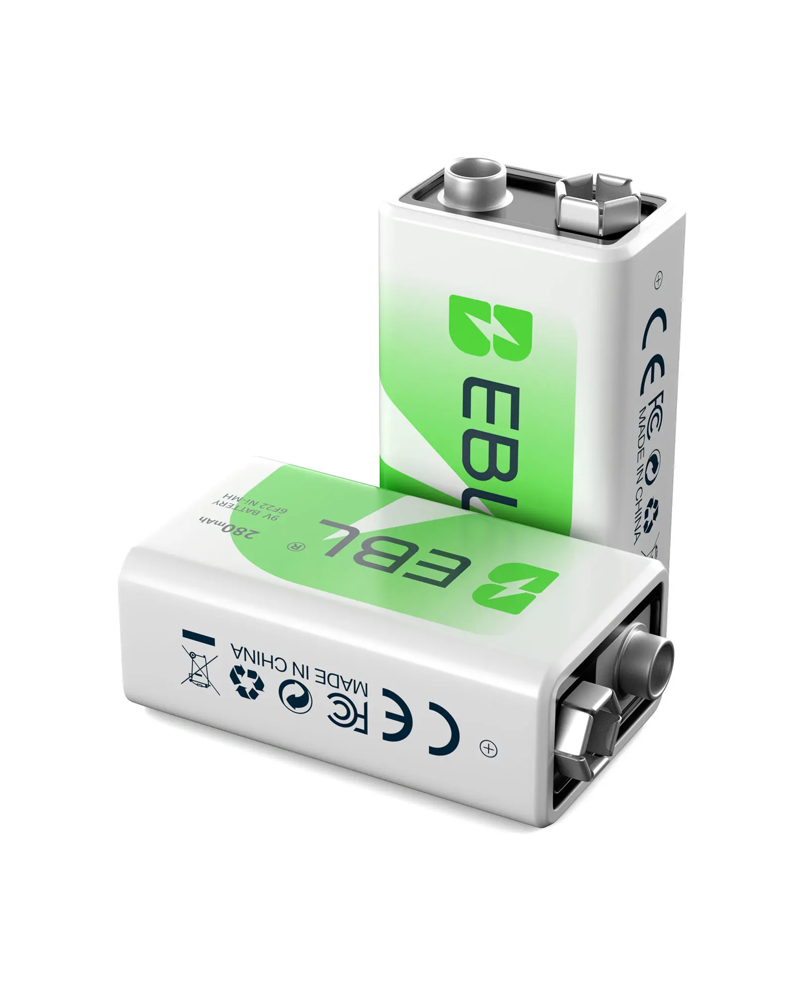 EBL 9V Rechargeable Batteries | High-Capacity 280mAh NiMH Battery for Smoke Alarms & Toys