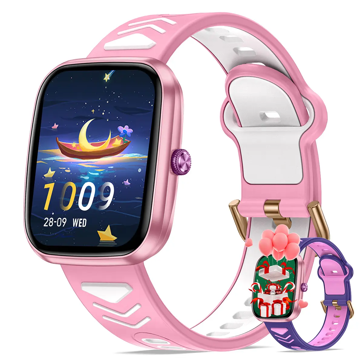Practical Teenagers Smartwatch, 1.75 Inch, Smart Watch for Kids, Puzzle Mini Games, Message Reminder, Calculator, Alarm Clock, Remote Control Photo, Wireless Call Function, Music Control, Drinking Water Reminder, The Ideal Gift For Boys And Girls.