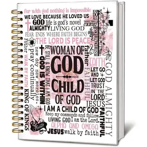 Pink Christian Notebook, Child of God Christian Journal for Women, Bible Journal Notebook, Church Notes Notebook, Prayer Journal for Woman, Bible Hardcover Spiral Notebook Journal 5.5x8.3 Inch