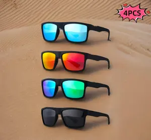 Anygoal 4 Pairs Polarized Sports Sunglasses for Men and Women, Durable UV Protection Shades, Square Frame Outdoor Eyewear, Ideal for Fishing Cycling Hiking Beach Activities Multi-Sport summervibes performance