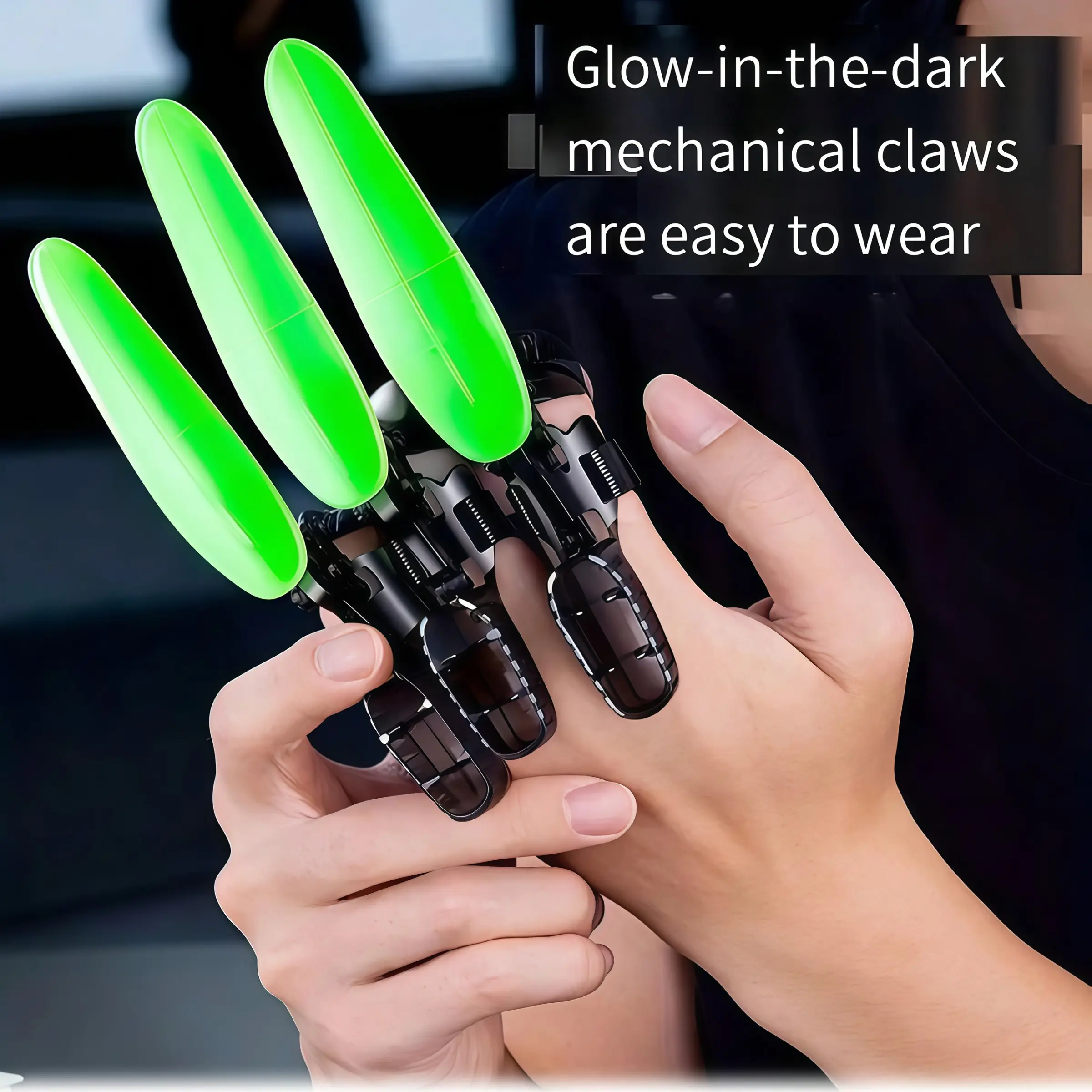 1/5-Pack Glow-in-the-Dark Retractable Mechanical Claws, Funky Style Plastic Cosplay Weapon Props, Non-Washable Role-Play Accessories, Ideal for Halloween and Christmas Gifts