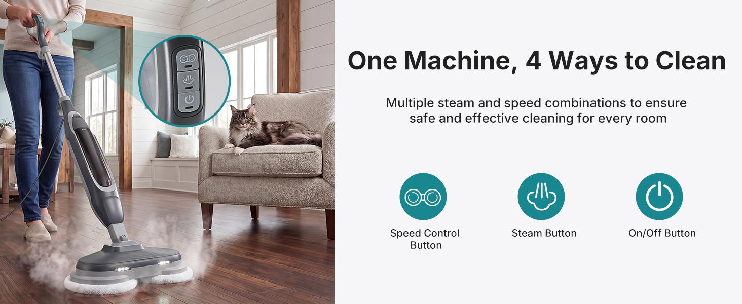 Steam Mop, All-in-One Scrubbing Steam Mops for Floor Cleaning with Rotating Pads, Floor Steamer with 2 LED Lights, 4 Cleaning Modes, Swivel Steering, 16.4 FT Cord, Safe for Hardwood and Tile Steam Mop, All-in-One Scrubbing Steam Mops for Floor Cleaning with Rotating Pads, Floor Steamer with 2 LED Lights, 4 Cleaning Modes, Swivel Steering, 16.4 FT Cord, Safe for Hardwood and Tile