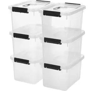 6 Quart Clear Storage Latch Box/Bins, 6-Pack Plastic Container with Latches and Lid