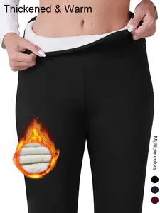 Plus Size High-Waisted Fleece Leggings, Warm Stretchy Tight-Fit Leggings for Fall and Winter, Women's Yoga and Everyday Wear, Fitness Yoga Pants, Gym Workout Leggings