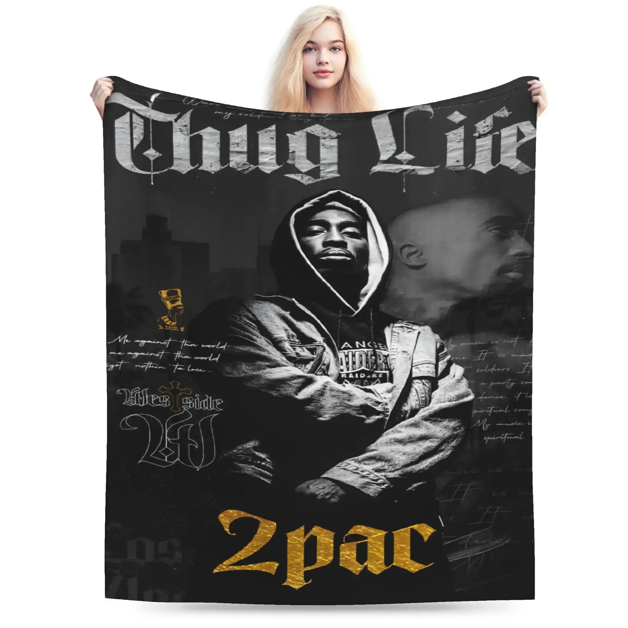 1 cool Tupac Amaru Shakur character printed flannel blanket, soft and suitable for sofa, camping or office, birthday gift for friends or sisters,50*40 blanket plushthin quilt holiday gift Intense Nacho Printed Flannel Blanket