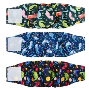 Reusable Washable Dog Diapers for Male Dogs, 3 Pack Pet Belly Wraps, Unisex Puppy Underwear, Pet Care Nappies, Universal Size