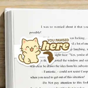 Magnetic Bookmark with Adorable Cat Design "You Pawsed Here" Holographic Perfect for Book Lovers and Cat Enthusiasts