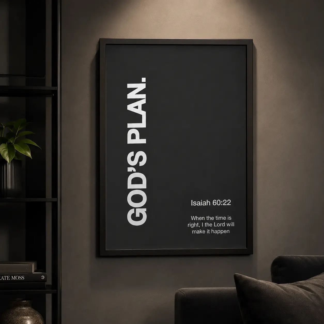 God's Plan Isaiah 60 22 Scripture Wall Art Black and White Christian Religious Bible Verse Picture Decor Inspirational Faith Graphic Display Office Living Room Gift