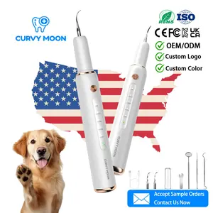 Multifunctional Electric Ultrasonic Pet Tooth Scaler for Cats and Dogs IPX6 Waterproof Calculus Plaque Remover Stainless Steel Scaler Kit Pet Dental Care Supplies