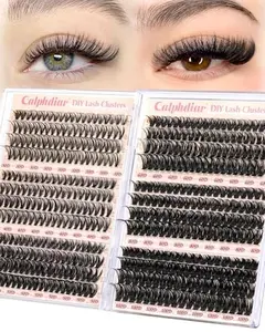 Calphdiar Eyelash Clusters 30D+40D+50D+60D+80D+100D Lash Clusters Wispy Individual Lashes 476PCS D-curly Lash Extension 10-16MM Natural Lashes Clusters DIY Cluster Eyelash Extensions