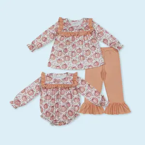 Kids girls fall pumpkins design best sister outfit