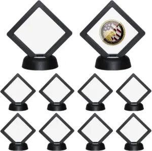 10PCS 3D Floating Frame Case,Coin Display Holder Stands, Black Coins Display Frame for Antique Challenge Coins, AA Medallion, Jewelry, Shells, Fossils, Gems, Minerals, Rocks, Pins