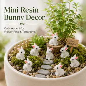 100-piece resin rabbit mystery gift set featuring cute rabbit figurines and miniature models; suitable for fairy garden decor, DIY crafts, dollhouse accessories, desktop decoration, and party gifts. Summer Victory.